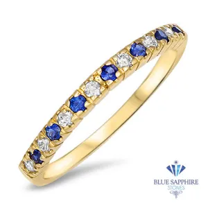 0.25ctw. Round Blue Sapphire and 0.15ctw Diamond Ring in 14K Yellow Gold