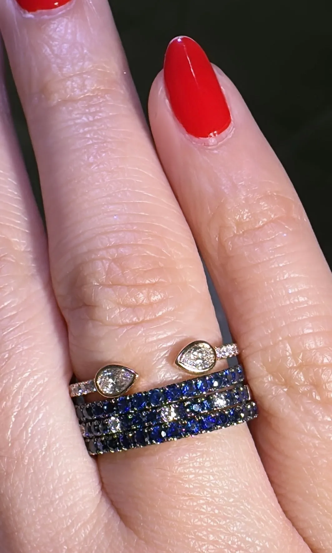 0.37ct tw Blue Sapphire Eternity Stackable Band in Black Rhodium