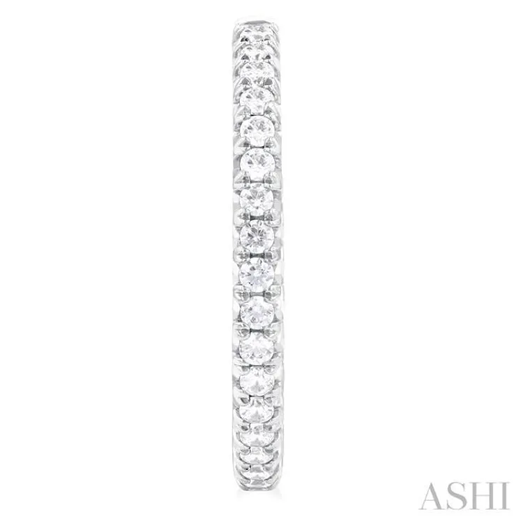 1 1/2 ctw French Pave Set Round Cut Diamond Fashion Half Hoop Earring in 14K White Gold