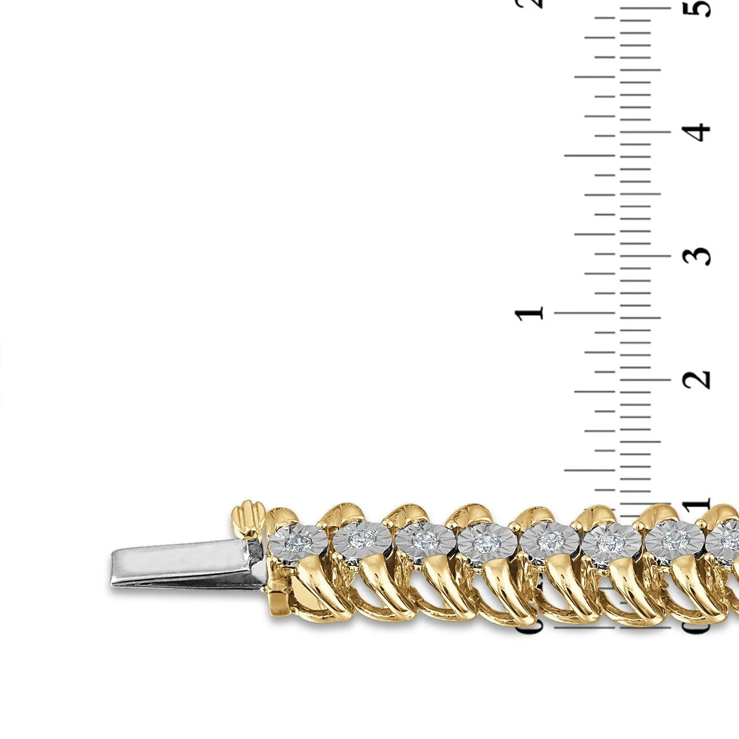 1 CTW Natural Diamond 7.5-inch Tennis Bracelet in 10KT Yellow Gold Plated Sterling Silver