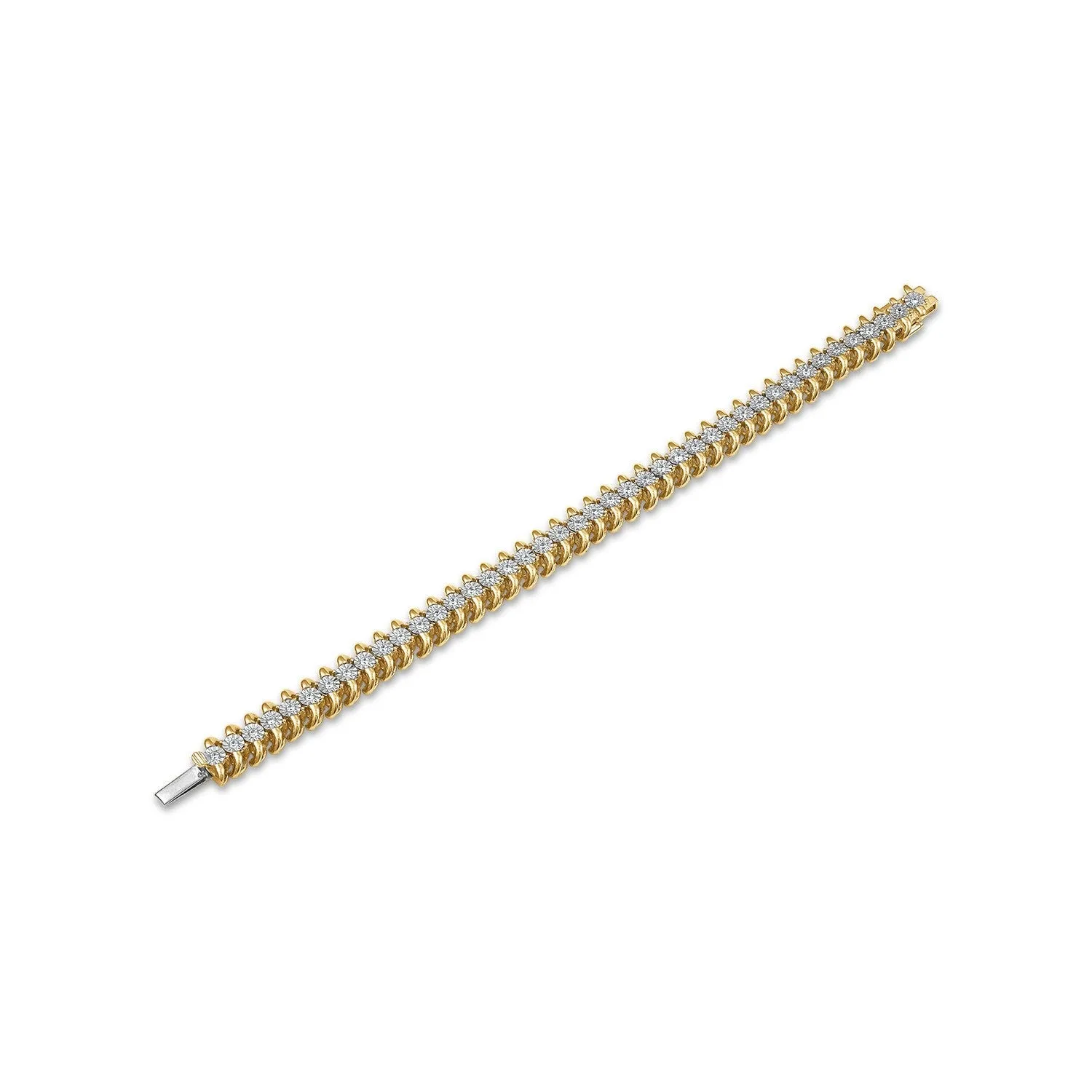 1 CTW Natural Diamond 7.5-inch Tennis Bracelet in 10KT Yellow Gold Plated Sterling Silver