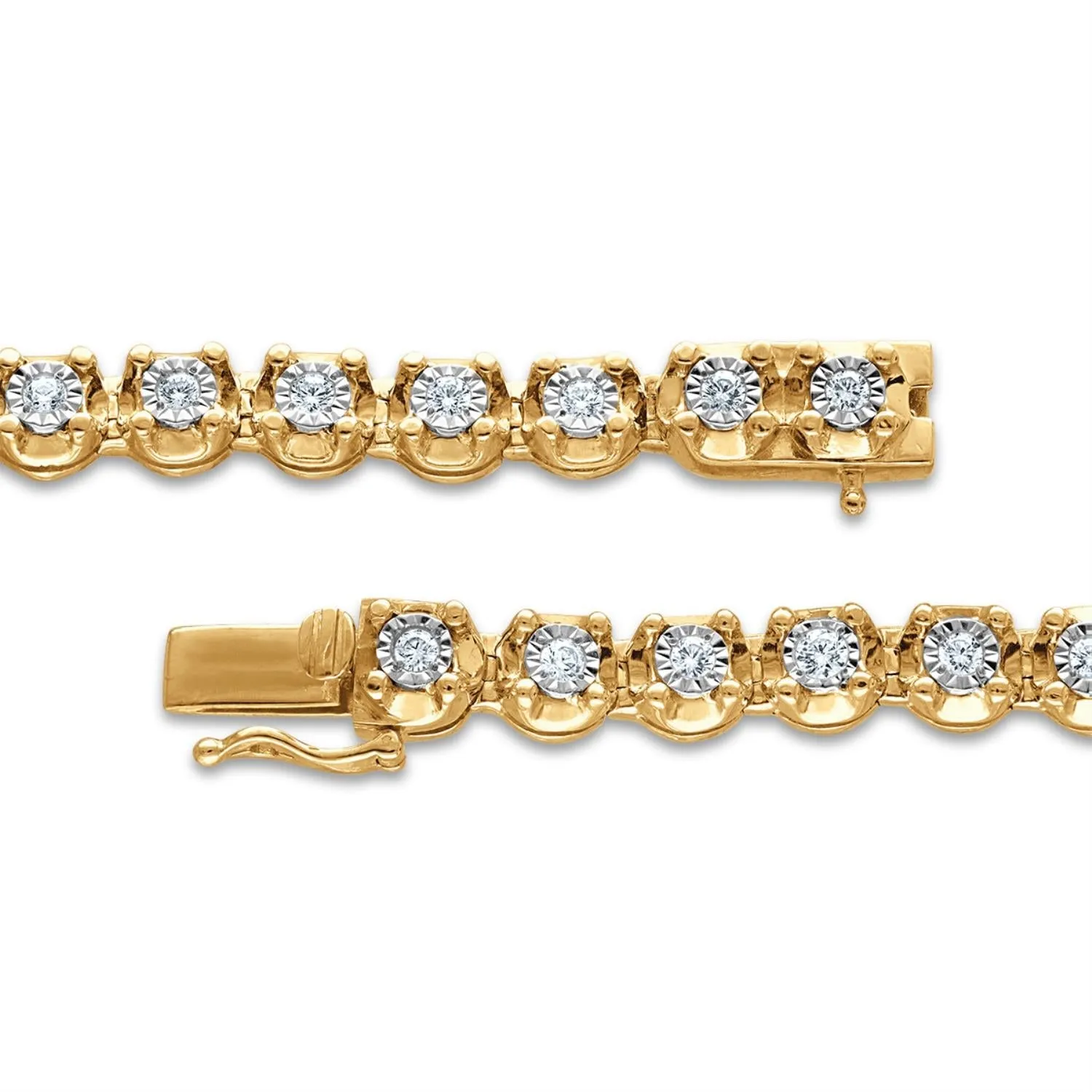 1 CTW Natural Diamond 7.5-inch Tennis Bracelet in 10KT Yellow Gold Plated Sterling Silver