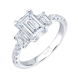 1.06ctw Emerald Cut Three Stone Engagement Ring