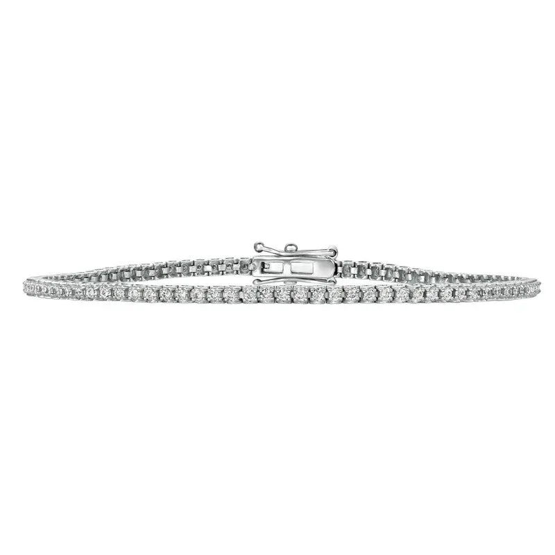 1.07 Carat Natural Diamond Tennis Bracelet G SI 14K White Gold 7.5''