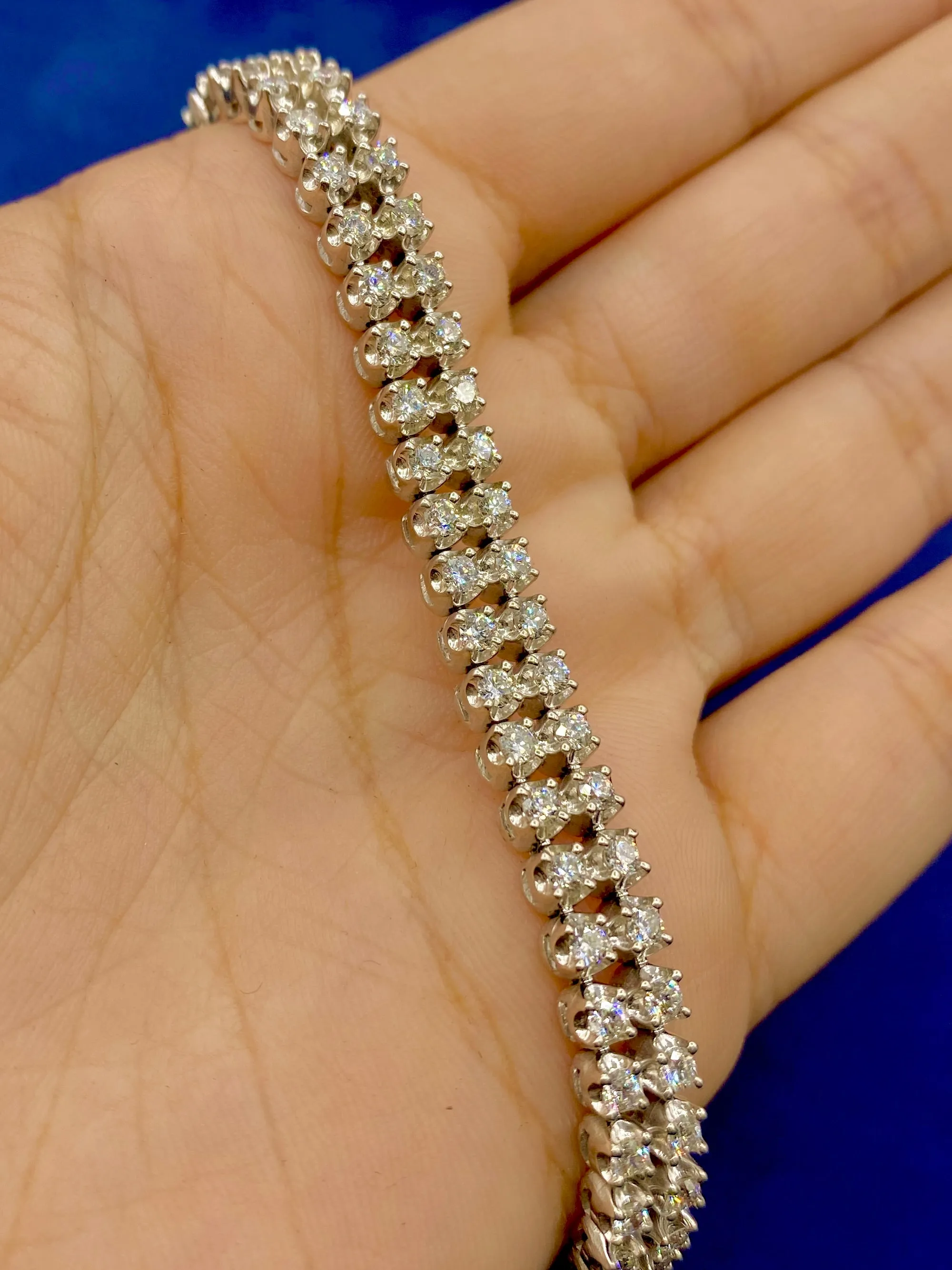 10K Double Row Dazzling Diamond Tennis Bracelet