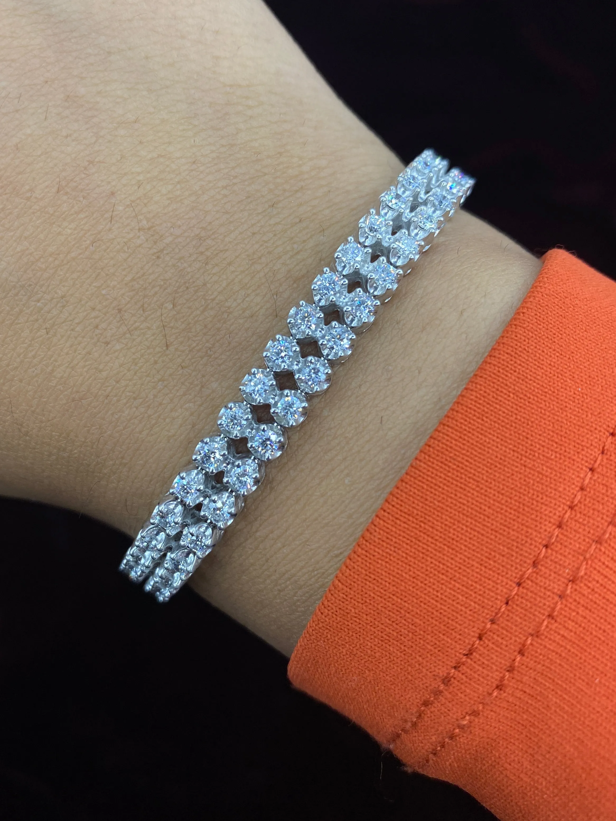 10K Double Row Dazzling Diamond Tennis Bracelet