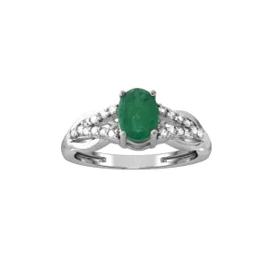 10k White Gold Emerald and Diamond Ring