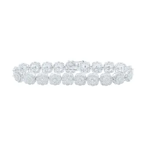 10kt White Gold Womens Round Diamond Square Link Bracelet 2-3/8 Cttw