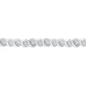 10kt White Gold Womens Round Diamond Tennis Bracelet 1/2 Cttw