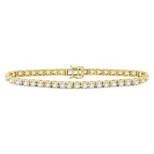 10kt Yellow Gold Womens Round Diamond Studded Tennis Bracelet 7 Cttw