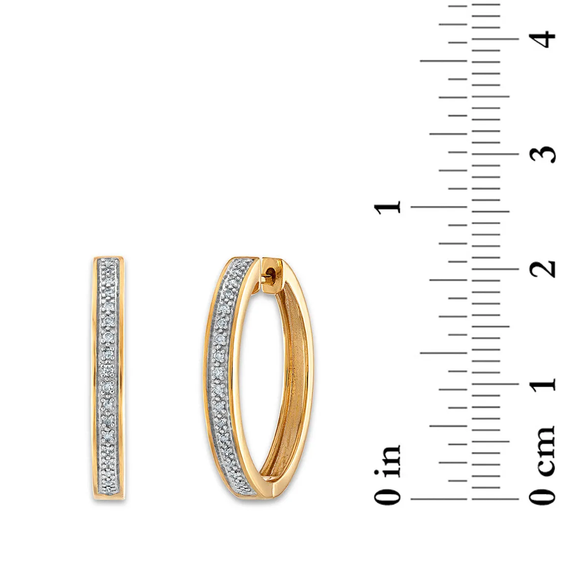 1/10 CTW Natural Diamond Hoop Earrings in 10KT Yellow Gold Plated Sterling Silver
