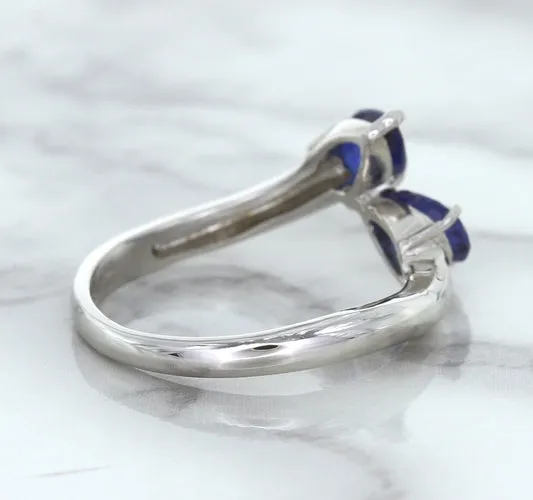 1.11ctw Pear Blue Sapphire Snakehead Ring in 14K White Gold