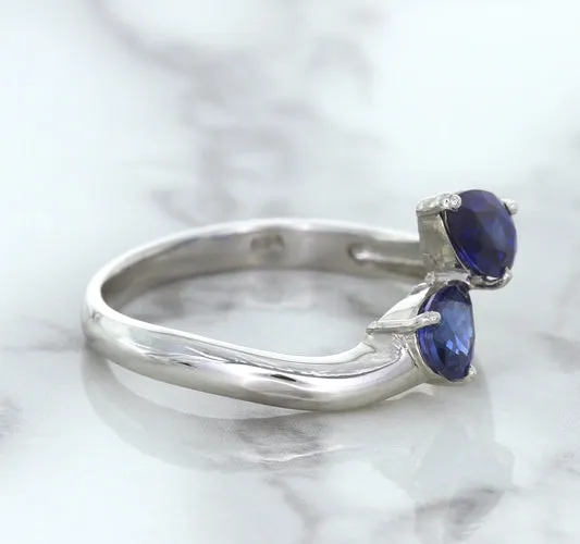 1.11ctw Pear Blue Sapphire Snakehead Ring in 14K White Gold