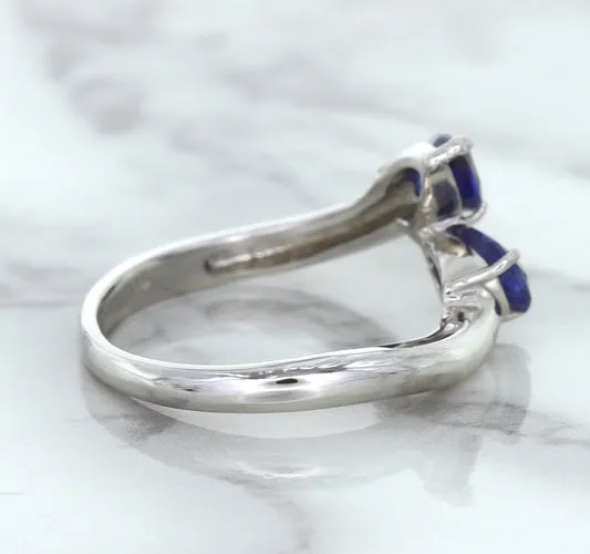 1.11ctw Pear Blue Sapphire Snakehead Ring in 14K White Gold