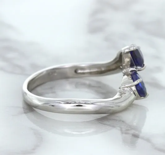 1.11ctw Pear Blue Sapphire Snakehead Ring in 14K White Gold