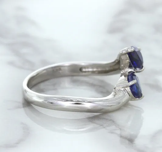 1.11ctw Pear Blue Sapphire Snakehead Ring in 14K White Gold