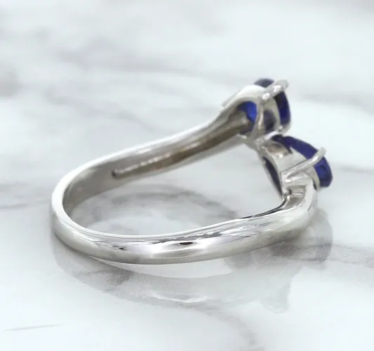 1.11ctw Pear Blue Sapphire Snakehead Ring in 14K White Gold