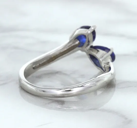 1.11ctw Pear Blue Sapphire Snakehead Ring in 14K White Gold