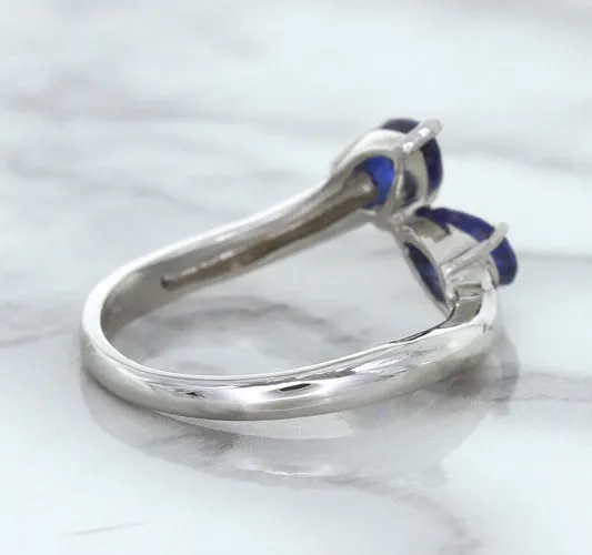 1.11ctw Pear Blue Sapphire Snakehead Ring in 14K White Gold