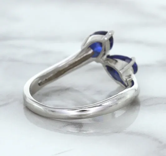 1.11ctw Pear Blue Sapphire Snakehead Ring in 14K White Gold