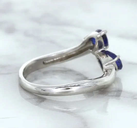 1.11ctw Pear Blue Sapphire Snakehead Ring in 14K White Gold