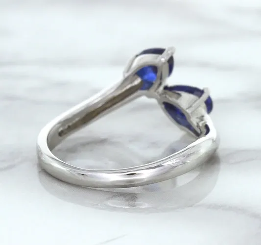1.11ctw Pear Blue Sapphire Snakehead Ring in 14K White Gold
