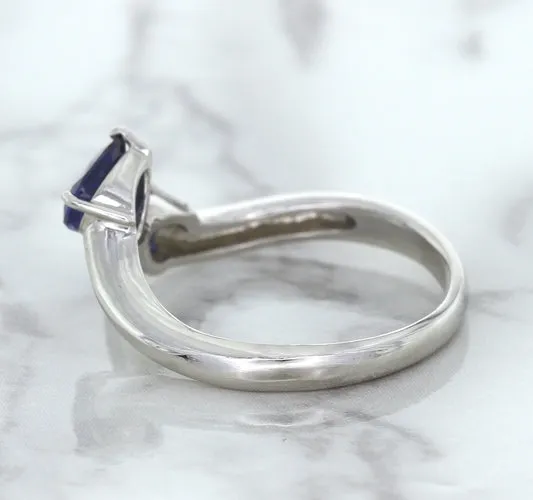 1.11ctw Pear Blue Sapphire Snakehead Ring in 14K White Gold