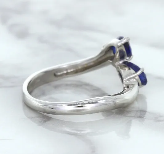 1.11ctw Pear Blue Sapphire Snakehead Ring in 14K White Gold