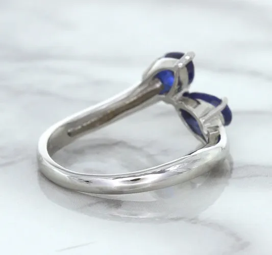 1.11ctw Pear Blue Sapphire Snakehead Ring in 14K White Gold