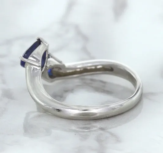 1.11ctw Pear Blue Sapphire Snakehead Ring in 14K White Gold