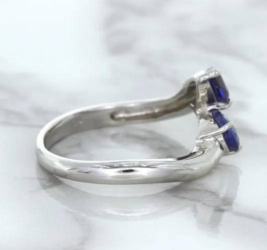 1.11ctw Pear Blue Sapphire Snakehead Ring in 14K White Gold