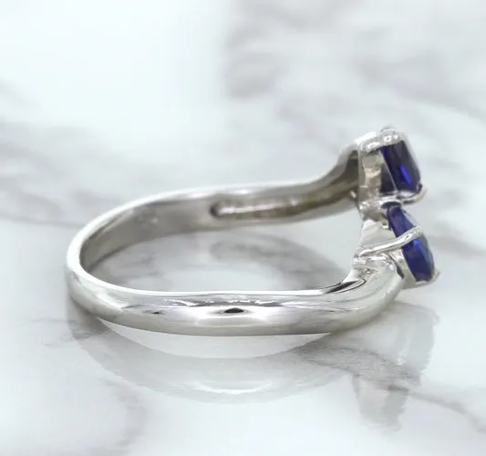 1.11ctw Pear Blue Sapphire Snakehead Ring in 14K White Gold