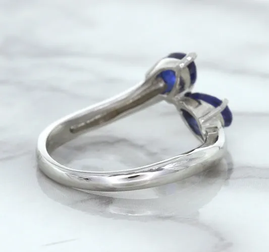 1.11ctw Pear Blue Sapphire Snakehead Ring in 14K White Gold