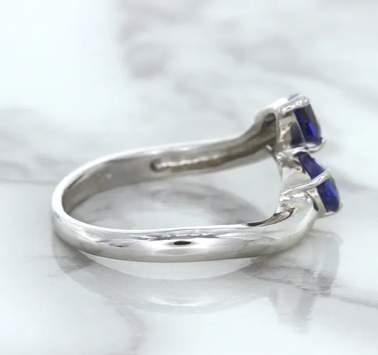 1.11ctw Pear Blue Sapphire Snakehead Ring in 14K White Gold
