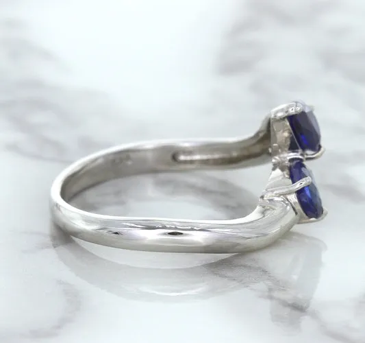 1.11ctw Pear Blue Sapphire Snakehead Ring in 14K White Gold