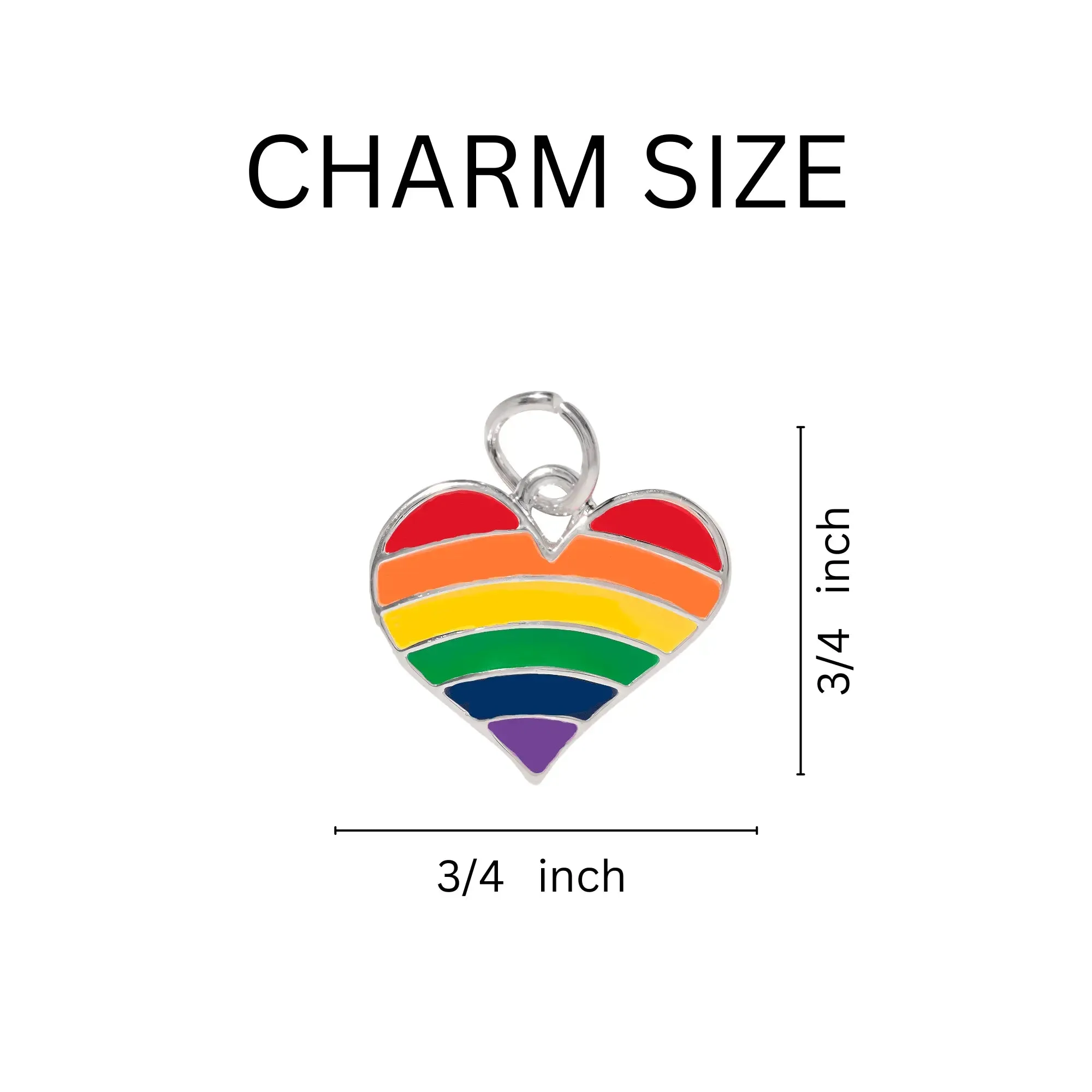 12 Pack Rainbow Heart Charm Black Cord Bracelets (12 Bracelets)