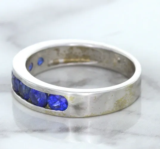 1.22ctw Round Blue Sapphire Ring in 18K White Gold