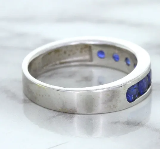 1.22ctw Round Blue Sapphire Ring in 18K White Gold