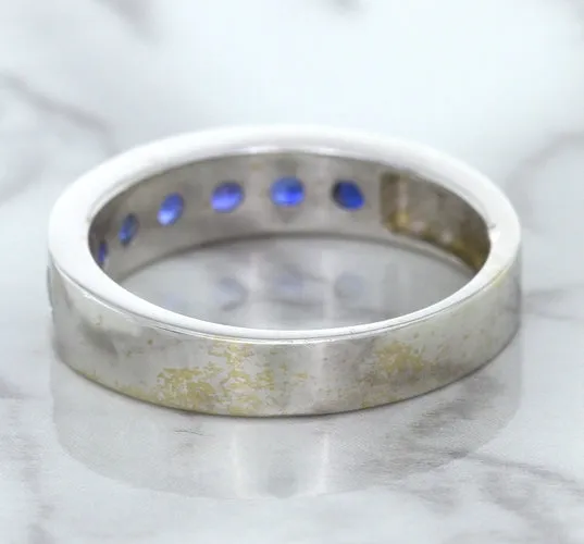 1.22ctw Round Blue Sapphire Ring in 18K White Gold
