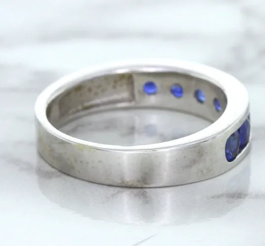 1.22ctw Round Blue Sapphire Ring in 18K White Gold