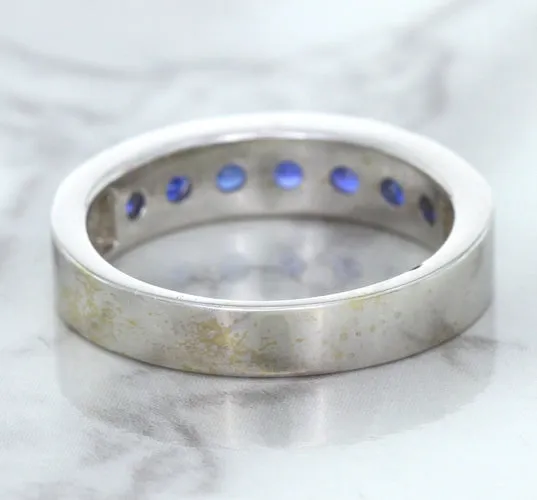 1.22ctw Round Blue Sapphire Ring in 18K White Gold