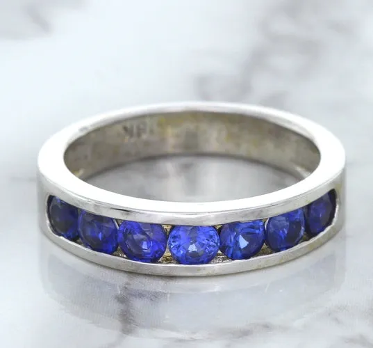 1.22ctw Round Blue Sapphire Ring in 18K White Gold