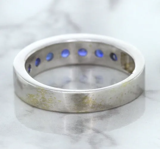 1.22ctw Round Blue Sapphire Ring in 18K White Gold