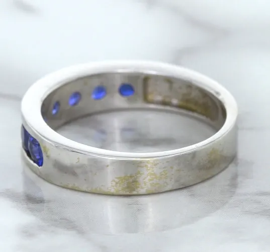 1.22ctw Round Blue Sapphire Ring in 18K White Gold