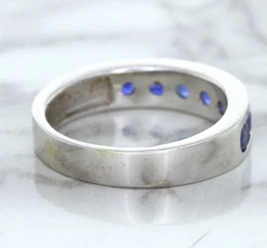 1.22ctw Round Blue Sapphire Ring in 18K White Gold