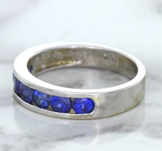 1.22ctw Round Blue Sapphire Ring in 18K White Gold