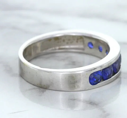 1.22ctw Round Blue Sapphire Ring in 18K White Gold