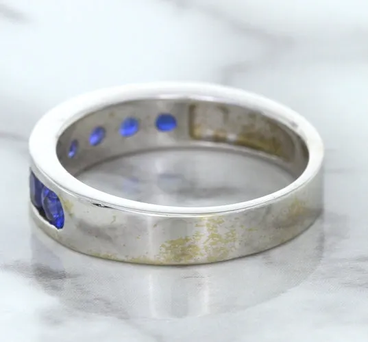 1.22ctw Round Blue Sapphire Ring in 18K White Gold