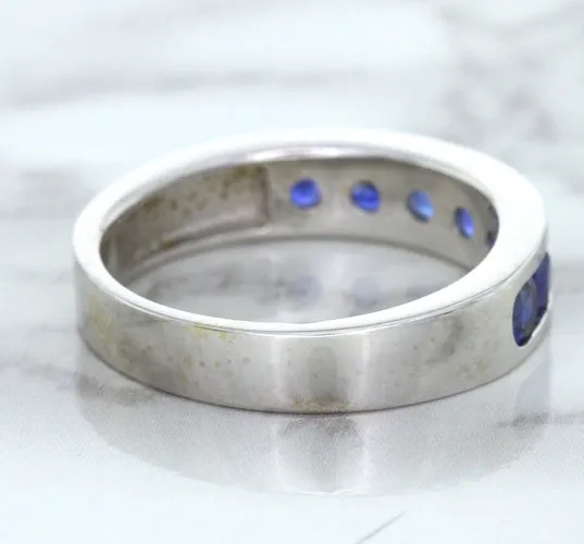 1.22ctw Round Blue Sapphire Ring in 18K White Gold