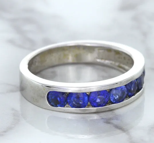 1.22ctw Round Blue Sapphire Ring in 18K White Gold